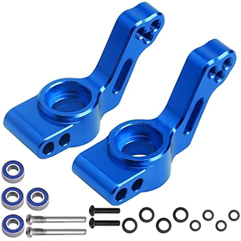 CrazyHobby Aluminum Rear Stub Axle Carriers with Ball Bearings Upgrade Parts for 1/10 Traxxas Slash 2WD, Stampede, Rustler VXL, Replaces 3752 (Blue) Cover