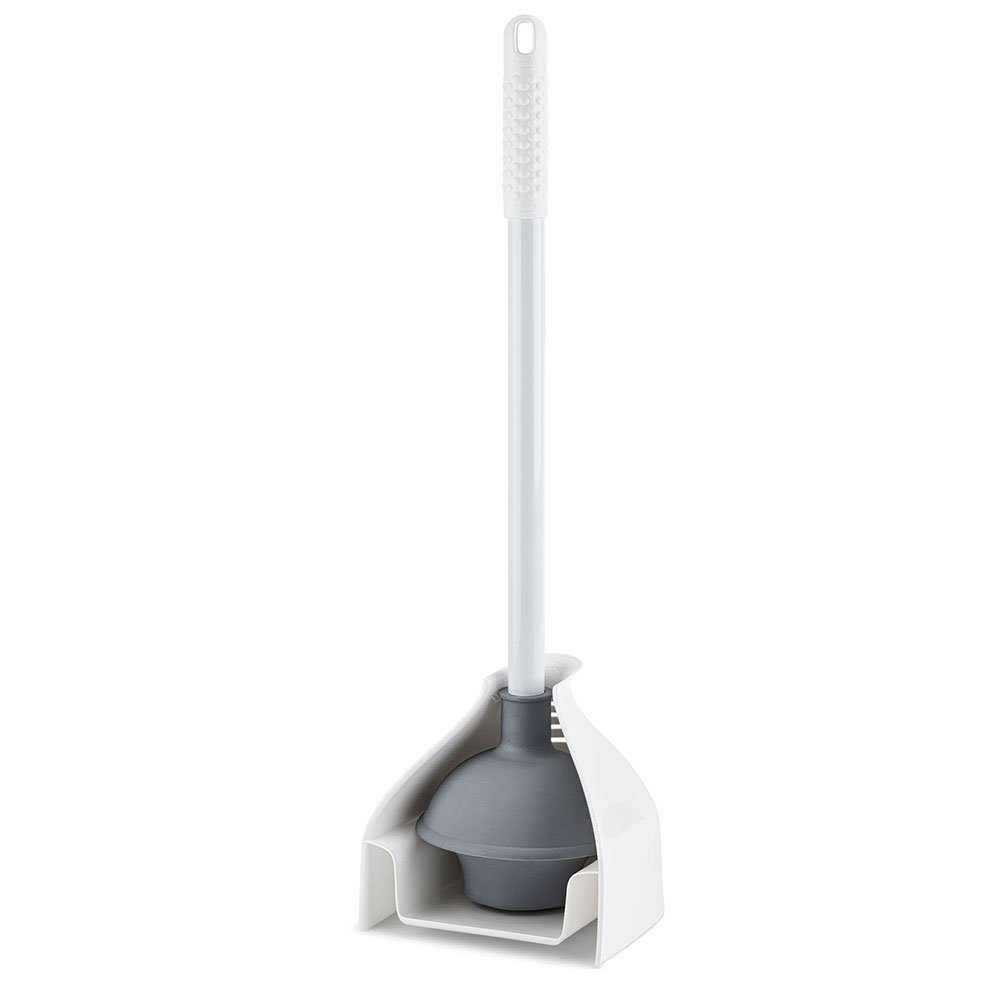 Libman Commercial 598 Premium Toilet Plunger and Caddy, Steel Handle, 24" Standing Height, White and Gray (Pack of 4)