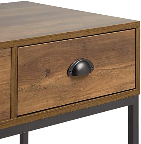 VonHaus Dressing Table with Lift Up Mirror  Dark Wood Effect Desk - Industrial Style Vanity Table - Rustic Makeup Table w/ Storage Compartment & Drawer - For Bedroom & Home Office - Jaxon