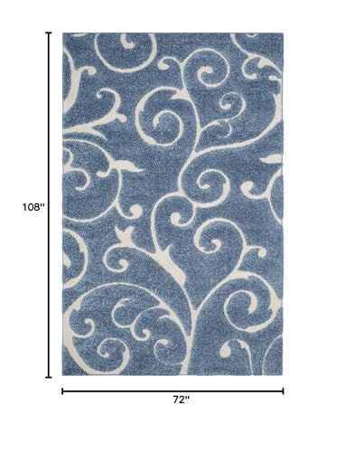 SAFAVIEH Florida Shag Collection Area Rug - 6' x 9', Light Blue & Cream ...