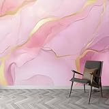 Buohwiwe Papier Peint Panoramique Marbre Mural 450x315 cm 3D Papier Peint Intisse Marbre Rose Fresque Murale Chambre Coucher Salon Décoration Photo Poster Geant Murale q.9650