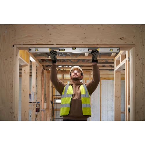 STANLEY FATMAX Xtreme 120 cm Aluminium Hollow Profile Spirit Level with Enlarged Block Levels, Continuous Measuring Edge, Shock-Absorbed Rubber End Caps, FMHT43676-1