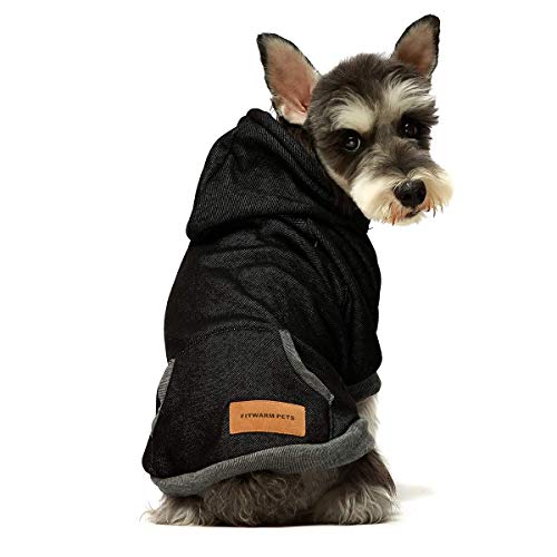 Fitwarm Plain Pet Clothes Dog Hoodies Puppy Pullover Cat Hooded Shirts Sweatshirts Black Small #TOP9