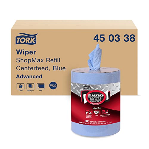 Tork Shopmax Heavy Duty Centerfeed Paper Towel Blue W22, High Absorbency, 450 Sheets, 450338 #TOP23