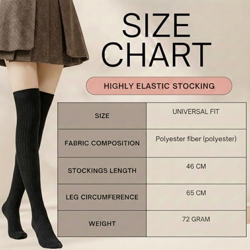 Image of Kraptick Women's Ribbed Thigh High Socks - Soft Stretchable Knit Over the Knee Socks for Winter, Casual & Layered Wear