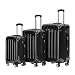 BEIBYE Zwillingsrollen 2048 Hartschale Trolley Koffer Reisekoffer in M-L-XL-Set in 15 Farben (Schwarz, Set)