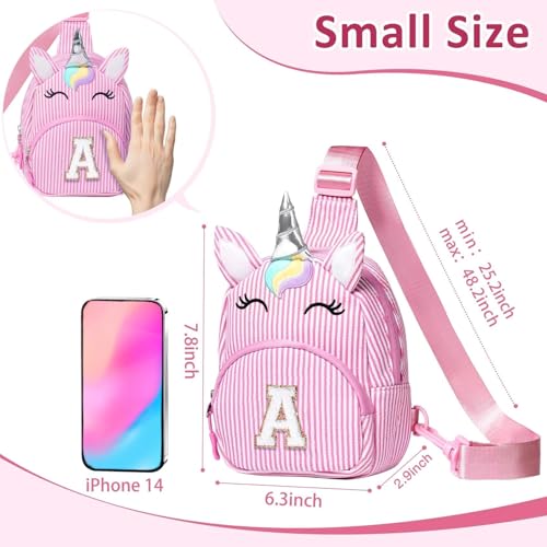 Image of COSHAYSOO Pink Girls Purse Unicorn Crossbody Sling Bag, Cute Graduation Gifts for Preschool Kindergarten Kids Girl 3-8, Daughter Granddaughter Niece Birthday Gift from Mom Grandma Initial Letter A