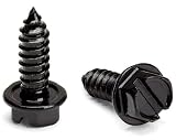 Black License Plate Screws Kit - Universal Set of 4 Fasteners for License Plates and License Plate F