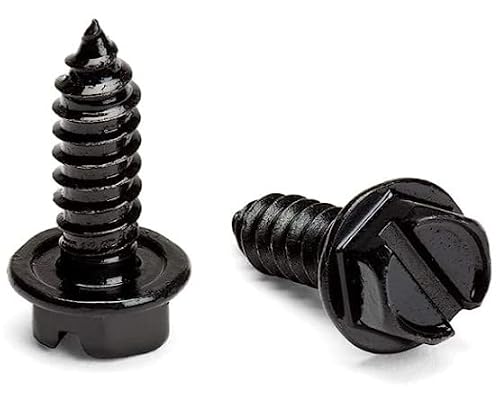 Black License Plate Screws Kit - Universal Set Of 4 Fasteners For License Plates And License Plate Frames Or Covers On Domestic Cars, Trucks, Suvs - Rustproof, Self Tapping Mounting Bolts (Black) #TOP1