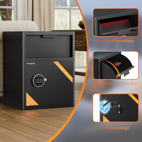 70L Einwurftresor | Deposittresor | Tresor mit Einwurfschlitz | Briefkasten Safe | Depository Safes | Deposit Safe mit Drop-Slot | Codeschloss und Schlüsseln, 52*40*35cm,für Bargeld, Büro, Zuhause