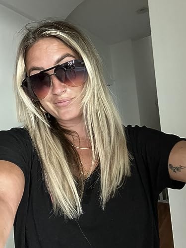 DIFF Tahoe Designer Oversized Aviator Sunglasses for Women UV400, Matte Black + Twilight Gradient4