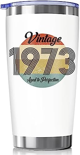 50th Birthday Gifts For Women, Men - 50th Birthday Decorations Women, Men - 50 Year Old Gifts For Women Vintage - 1973 Birthday Gifts For Women - Happy 50 Birthday, Turning 50 Cup Ideas Tumbler 20 Oz