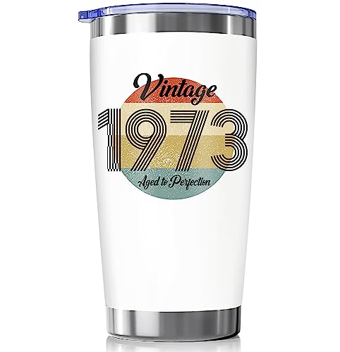 50Th Birthday Gifts For Women, Men - 50Th Birthday Decorations Women, Men - 50 Year Old Gifts For Women Vintage - 1973 Birthday Gifts For Women - Happy 50 Birthday, Turning 50 Cup Ideas Tumbler 20 Oz #TOP12
