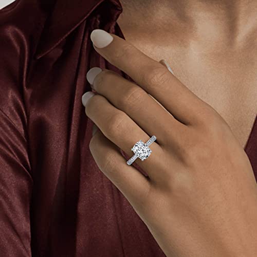 Sizeron Moissanite Engagement Ring For Women 4Ct Elongated Cushion Cut White Gold Plated Sterling Silver Size 6.5 #TOP4