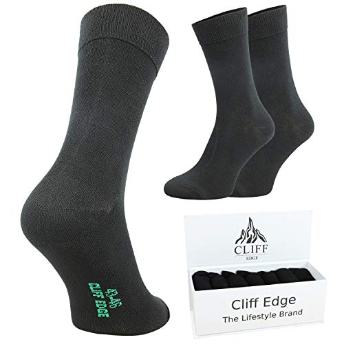 Cliff Edge 14 Paar seidig weiche Socken atmungsaktiv mit Premium Geschenkbox Business Herrensocken und Damen (14x 43-46 schwarz)