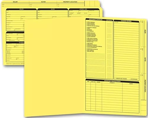 Legal Size Real Estate Listing Folder Right Panel, 50 Count (Yellow)