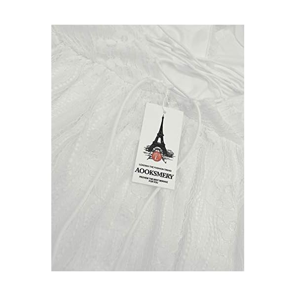 AOOKSMERY-Women-Summer-V-Neck-Spaghetti-Straps-Lace-Backless-Party-Club-Beach-Mini-Midi-Dresses AOOKSMERY Women Summer V-Neck Spaghetti Straps Lace Backless Mini Party Club Beach Dresses (White, Small)