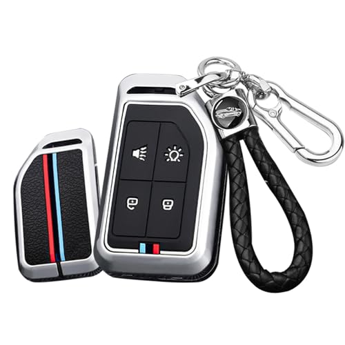 ontto Custodia intelligente per chiave auto, adatta per Volvo FH16 FM Evro 6 Cargo 555 camion Truck Metal Custodia protettiva per chiavi originali Keyless Go 4 tasti argento