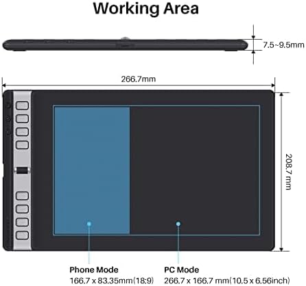 HUION Inspiroy 2 Large Drawing Tablet with 3-Group 8 Customized ExpressKeys | 10.5x6.56 Art Tablet with Scroll Wheel, Battery-Free Stylus, Graphics Tablet for Drawing, Design, Work with Mac, PC & Mobile