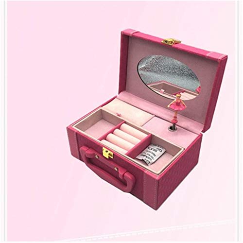 Preisvergleich Produktbild Schminktasche Kosmetiktäschchen Damen Schmuckschatulle Schmuckschatulle schmuck kosmetische aufbewahrungsbox schmuckschatulle Damen tragbares Leder rosa, A