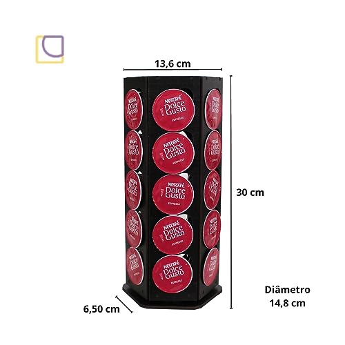 Torre Giratória Porta Cápsulas DG em MDF P/30 Capsulas Preta