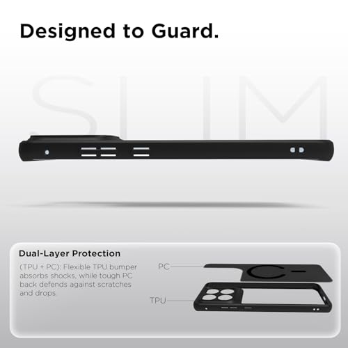 Image of RIGGEAR Shockproof Sleek Hybrid Armor Magnetic Back Cover Case Compatible with MagSafe Accessories for Motorola Moto Edge 70 Fusion 5G (Smoke Black Matte PC + Black TPU Bumper)
