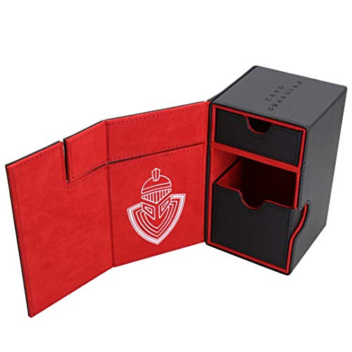 Card Guardian - Premium 100 Card Deck Box with Dice Compartment for Trading Card Games TCG (Black)