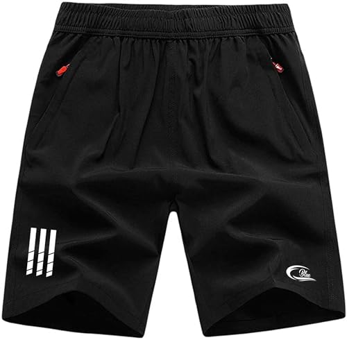 Image of CBlue Men's Outdoor Quick Dry Lightweight Sports Shorts with 2 Zipper Pockets, Breathable Hiking Running Gym Workout Athletic Shorts | CBblue Men's Quick Dry Sports Shorts with Zipper Pocket
