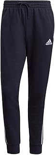 adidas Mens Essentials French Terry Tapered Cuff 3-Stripes Pants