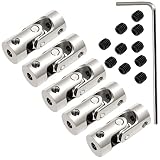 Metall Wellenkupplung, 5Pcs Kreuzgelenk mit Stellschrauben, Universal Joint Wellenkupplung, Universal Lenkwellenkuppler mit Montagewerkzeug, mit 10er Schraube für Modelle von Autos Schiffe Roboter
