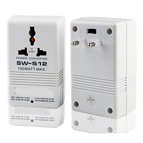 Zunate Kompaktowy Podróżny Konwerter Mocy 100 W Transformator z Podwójnym Napięciem do Małych urządzeń, Solidna Konstrukcja, funkcjonalność Dwukanałowa, Konstrukcja Przyjazna dla Użytkownika