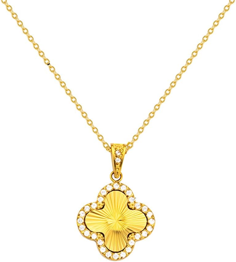 Gold Necklace for Women - Four Leaf Clove Charm Pendant Jewelry - 18K Stainless Steel Gold-Plated Chain - Ideal Jewelry Necklace Gift for Birthdays, Anniversaries, or Any Occasion - Lucky Clover