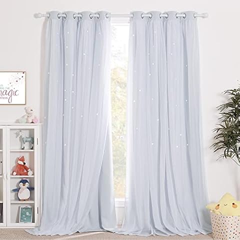 NICETOWN Bedroom Layered Room Darkening Curtains, Starry Cut Curtain with Sheer for Kids Nursery… — $40.76 (15% off)