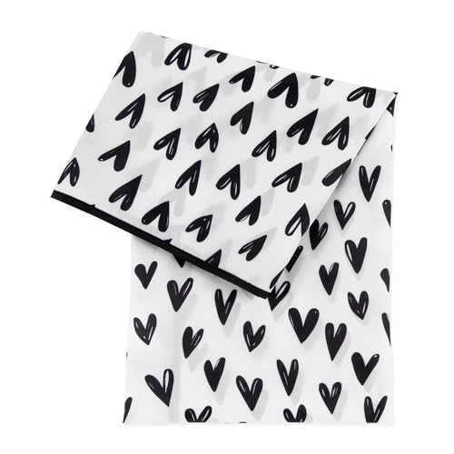 Image of Bumkins Baby Splat Mat for Under High Chair, Babies Toddlers Eating Mess Mat, Waterproof Reusable Cloth for Arts and Crafts, Playtime Mat for Kids, Floors or Tables, Fabric 42inx42in, Black Hearts