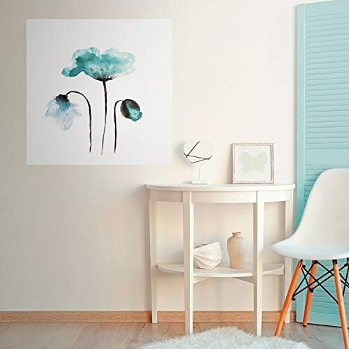 Walls By Me - Peel and Stick Poster Print White and Blue Floral Wall Art 3899-12in x 12in (31x31cm) -, Repositionable and Removable - Unframed