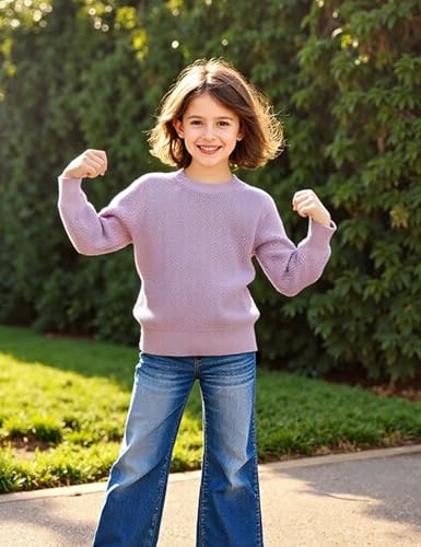 Girls Long Sleeve Knit Pullover Sweater Cute Crew Neck Fall Winter Sweater Tops 5-14 Years4