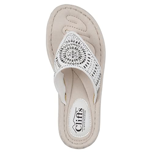 Cliffs By White Mountain Cienna Women's Thong Sandal, White/Fabric, 7 M #TOP5