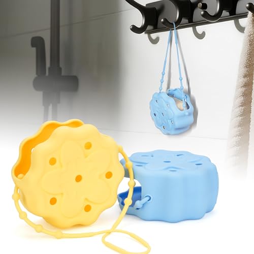 2 Packs Yellow Blue Silicone Shower Steamer Tray Hanger Durable Steamer Holder Long Lasting Shower Accessories Aromatherapy Diffuser