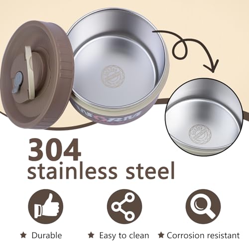 Fishing Bait Container, Insulated Stainless Steel, Live Bait Storage, Worm Storage Box, Nightcrawler Box, Bait Tank, Compact and Durable,Small and Portable, Keeps Bait Fresh and Alive (Khaki)