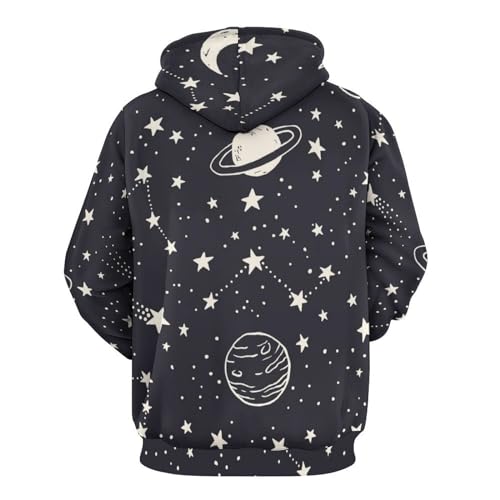 Sweats à capuche Manche Longue imprimé espace, pull coupe unisexe et confortable - 3