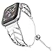 UooMoo Stainless Steel Band Compatible Apple Watch 38mm/40mm, Women Girls Jewelry Metal Strap Bangle Cuff Bracelet with Adjustable Tassels Clasp Compatible Apple Watch Series 1/2/3/4 -Silver