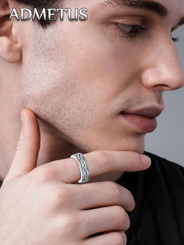 ADMETUS 925 Sterling Silver Crown of Thorns Rings Jesus Thorn Crown Band Rings for Men Thorn Ring Jewelry Gifts for Men Ring Size 5-153