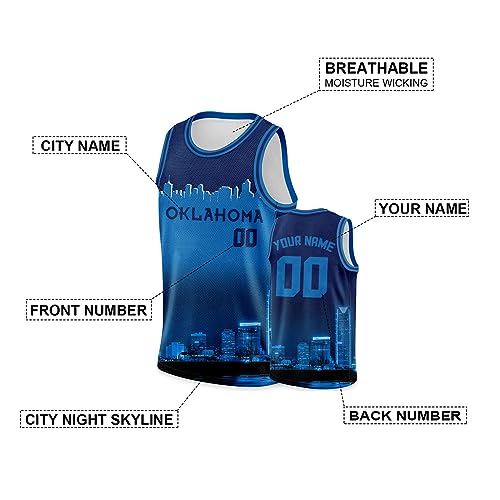 Camiseta personalizada de baloncesto con diseño City Night Skyline - Agrega tu nombre y número - Uniforme de equipo para hombres, mujeres y jóvenes miniatura 3