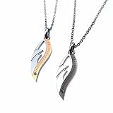 Petit Jewel YU-NA フェザー ペアネックレス 2個セット ステンレス 316L メンズ レディース カップル プレゼント