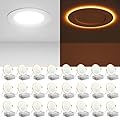 Amico 24 Pack 4 Inch 5CCT LED Recessed Ceiling Light with Night Light, 2700K/3000K/3500K/4000K/5000K Selectable Ultra-Thin Recessed Lighting, 10W=90W, 700LM, Dimmable Canless Wafer Downlight ETL&FCC