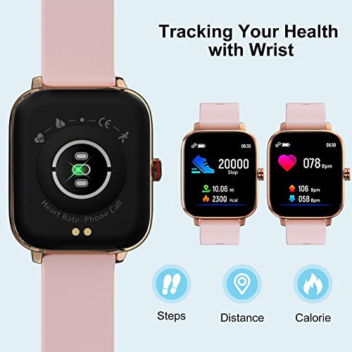 Tozdto Smart Watch Gift For Men Women, 1.7" Full Touch Screen Smartwatch With Text And Call For Android Ios Phones, Gps Fitness Tracker Watches With Sports Modes, Pedometer, Distance, Calories (Pink) #TOP4