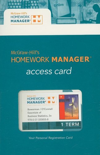 HM Card Essentials of Business Statistics (McGraw-Hill's Homework Manager)