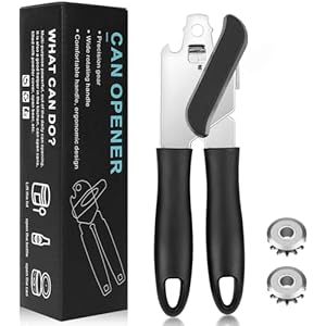 Apriscatole manuale 3 in 1 in acciaio inossidabile, Apriscatole Professionale, Apriscatole manuale di sicurezza, impugnatura in plastica robusta,Apriscatoles universale per Ristoranti,Bar,cucina