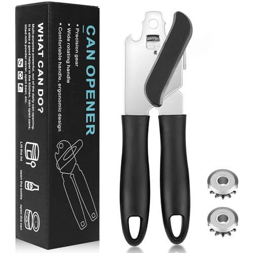 Apriscatole manuale 3 in 1 in acciaio inossidabile, Apriscatole Professionale, Apriscatole manuale di sicurezza, impugnatura in plastica robusta,Apriscatoles universale per Ristoranti,Bar,cucina