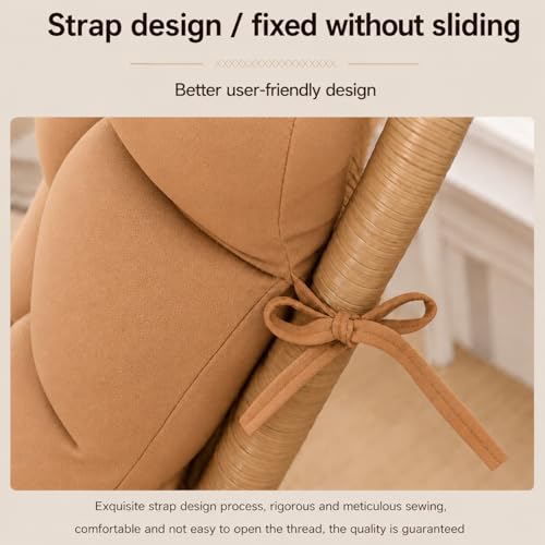 Image of KYNE Rocking Chair Cushion 18 x 50 Inch Thick Tufted Chair Cushion with Backrest and Seat Pad Soft Premium Fabric Polyester Filling Non Slip Indoor Outdoor Rocking Chair Replacement Cushion (Beige)